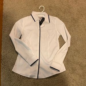 Womens white with black trim button down